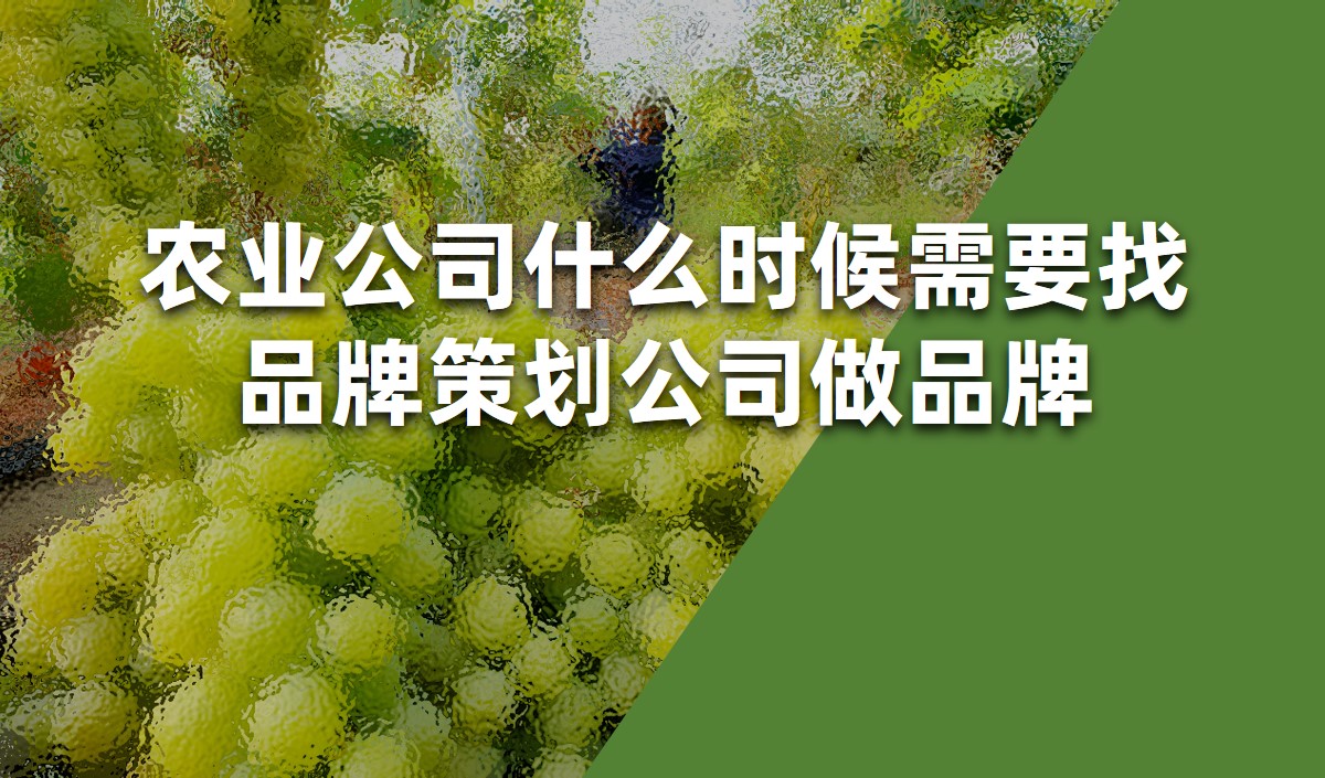 農(nóng)業(yè)公司什么時(shí)候需要找品牌策劃公司做品牌